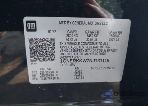2022 Chevrolet Traverse Fwd Premier from USA, damaged, VIN 1GNERKKW7NJ131119